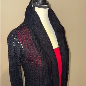 Reitmans Cardigan Cotton Blend Black Knit Long Sweater Women’s Size M